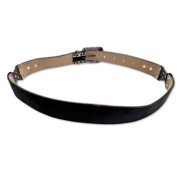 CACHE Cheetah Print Calf Hair & Suede Metal Spacer Vintage Western Belt Size M - Picture 4 of 7